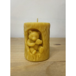 Bear in a Stump Tree Hole Eating Honeycomb, Pure Beeswax Candle, Ideal Gift ~ 200g