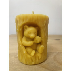 Bear in a Stump Tree Hole Eating Honeycomb, Pure Beeswax Candle, Ideal Gift ~ 200g