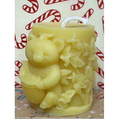 Hungry Bear Eating Honey, Pure Beeswax Candle, Ideal Gift ~ 210g