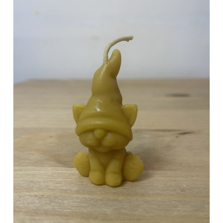 Kitten with Hat, Christmas candle, Cute Animal, Pussycat, Pure Beeswax Candle, Ideal Gift ~ 17g