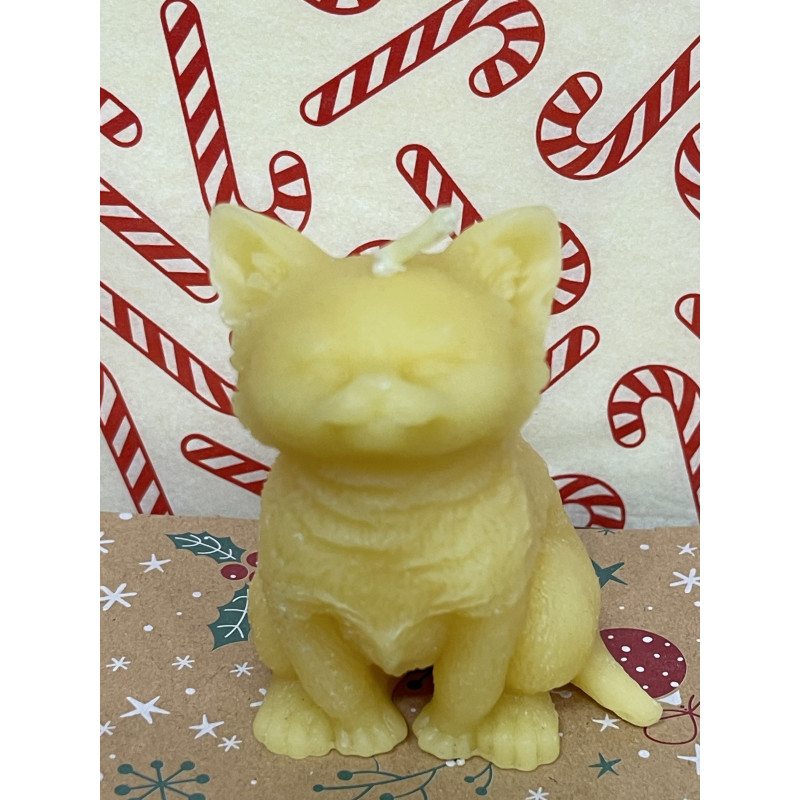 Cute Cat Beeswax Candle, Ideal Gift for Animal Lovers or Home Decor ~87g
