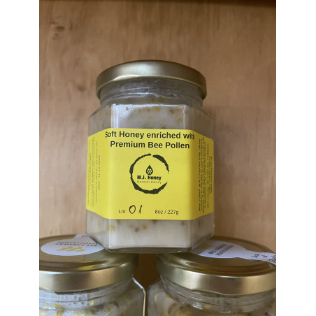 Soft Set Honey enriched with Premium Bee Pollen 227g/8oz
