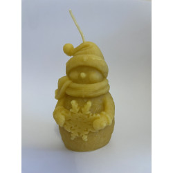 Snowman with snowflake, Pure Beeswax Candle, Ideal Christmas Gift, Home Decor ~ 9cm
